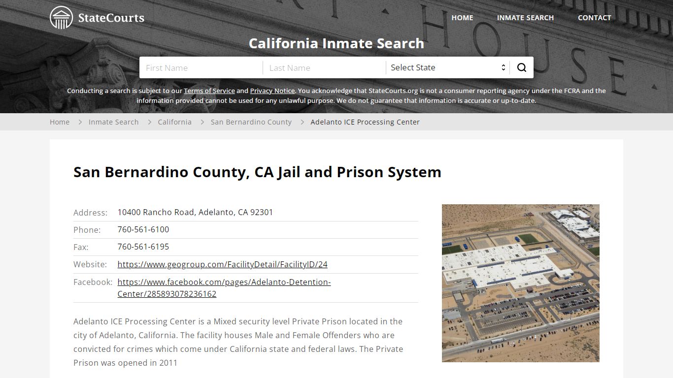 Adelanto ICE Processing Center Inmate Records Search ...