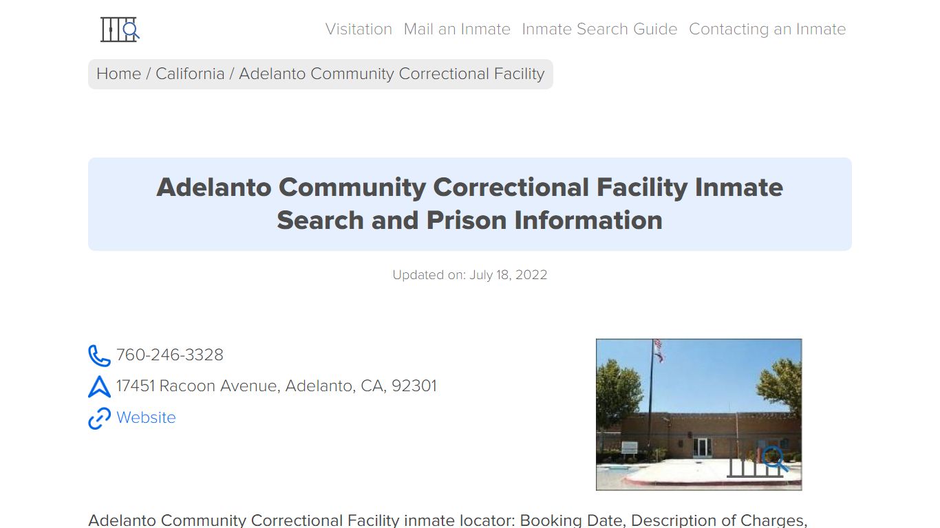 Adelanto Community Correctional Facility Inmate Search ...