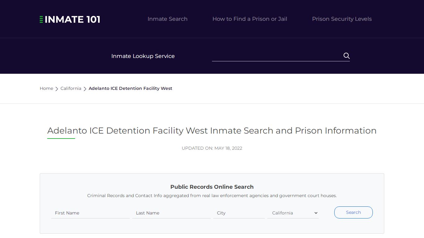 Adelanto ICE Detention Facility West Inmate Search ...